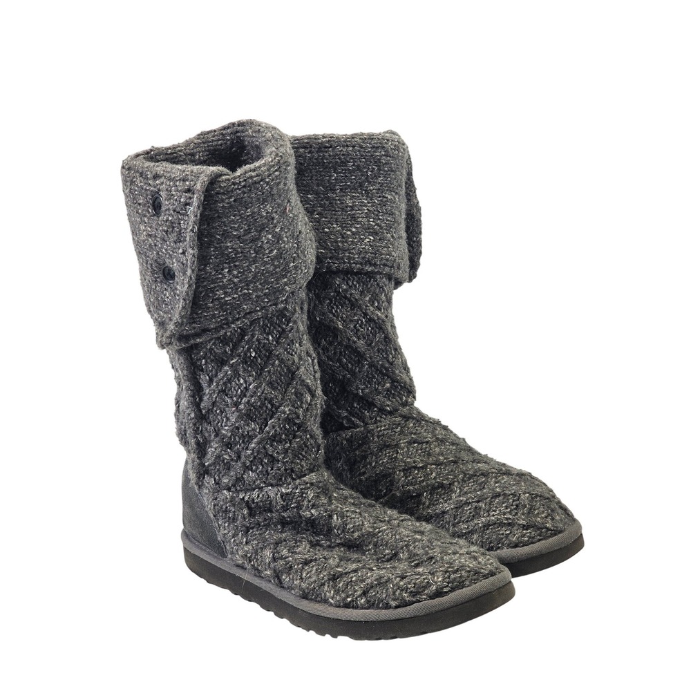 UGG Australia Lattice Cardy Grey Knit Tall Or Fold Down Boots 3066 Womens Size 8